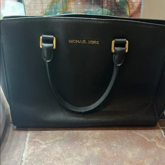 Michael Kors Black Tote Bag with Gold Accents - Picture 1 of 2